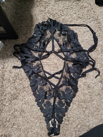 Black Floral Lace VS Bodysuit