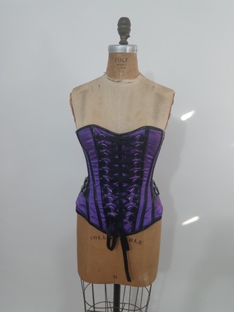  Burleska Purple Satin and Black Vinyl Corset