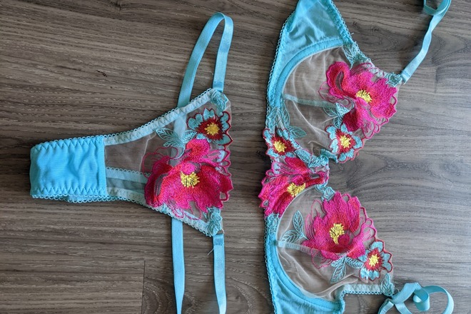  Blue and pink flower lingerie FREE SHIPPING